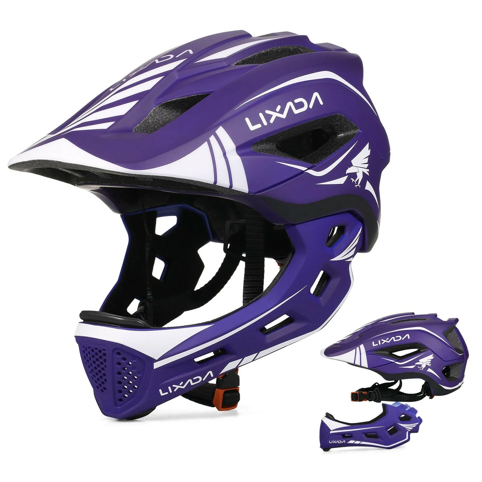 Lixada Kids Full Face Helmet Detachable Children Sports Safety Bike Helmet Protective Gear for Cycling Skateboarding Roller Skat