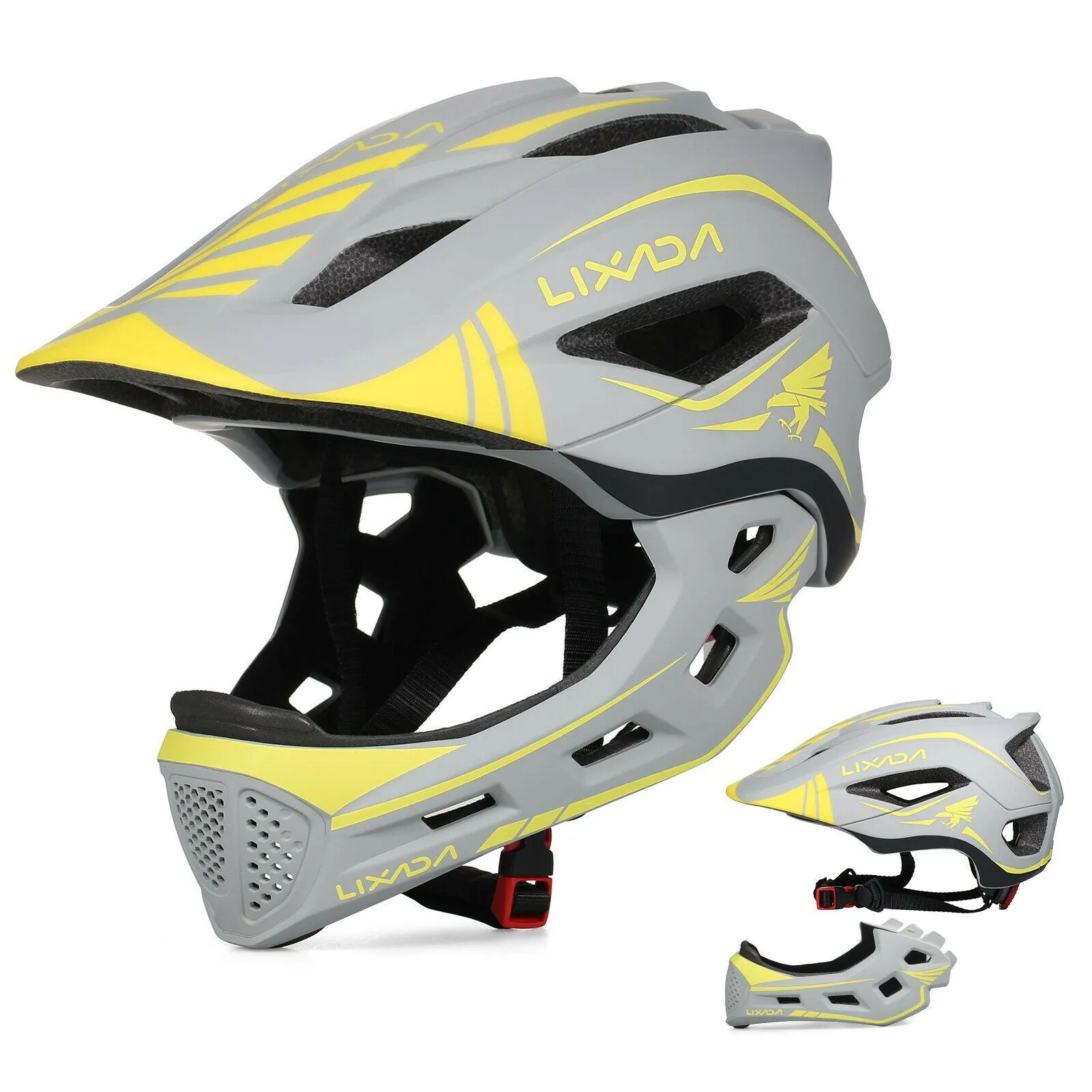 Lixada Kids Full Face Helmet Detachable Children Sports Safety Bike Helmet Protective Gear for Cycling Skateboarding Roller Skat