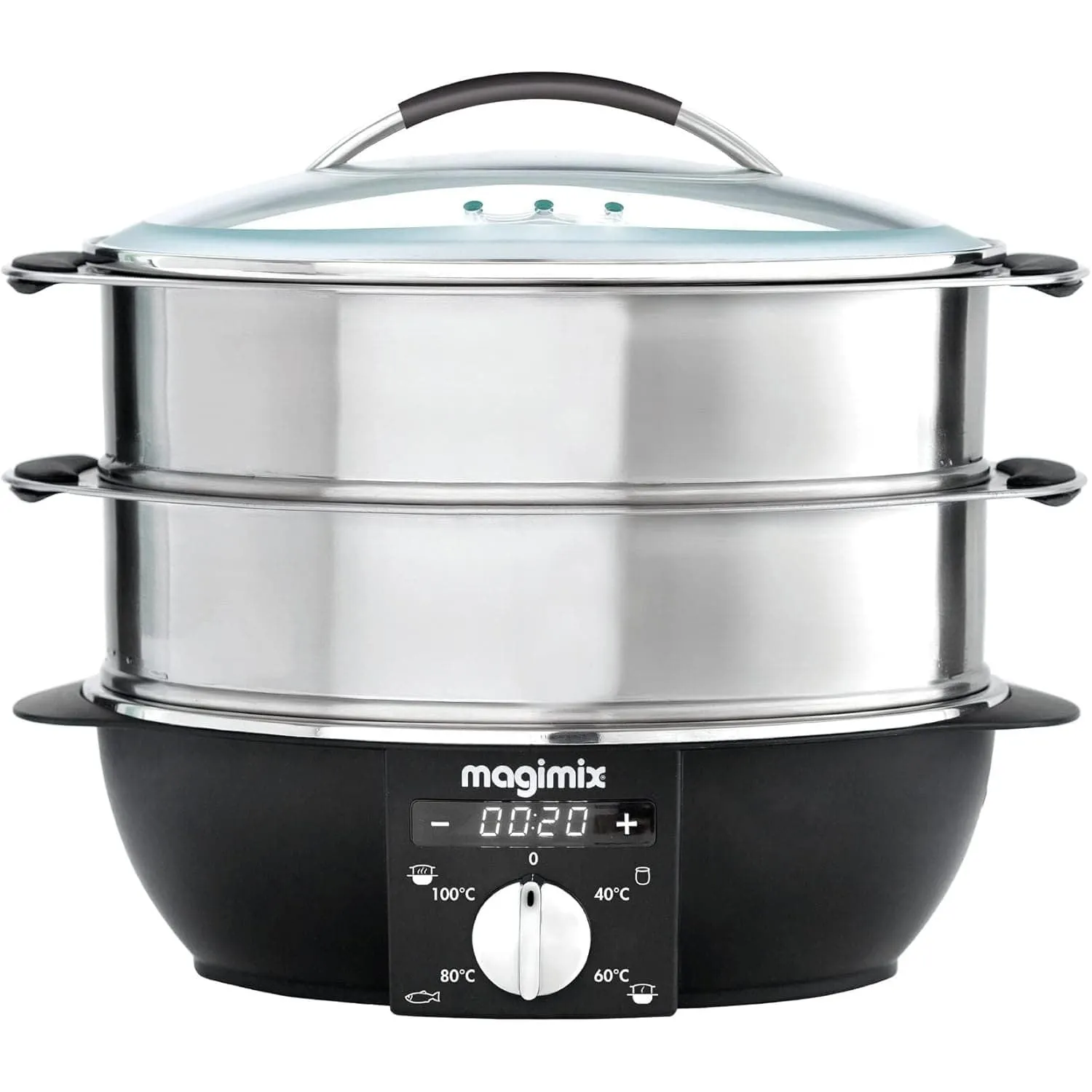 Magimix Multifunctional Food Steamer - 12.2L, 2 Tiers, Removable Base, Stainless Steel