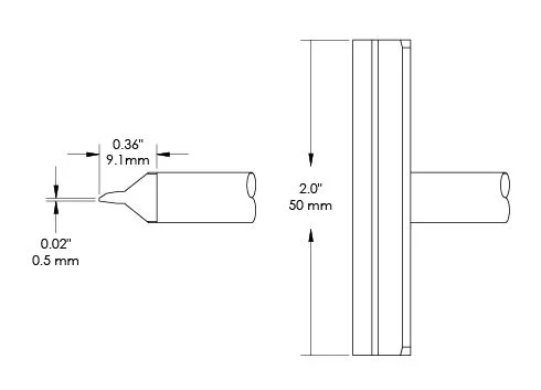 Metcal CFV-BL500 Blade Solder Rework Tip, 50 x 9.1mm