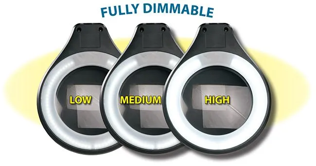 OC White ALRO5-45-W Accu-Lite&trade; LED Magnifier with 5" Round, 3.5 Diopter Lens & Edge Clamp, White