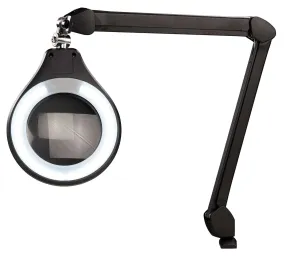OC White ALRO6-45-5D-B Accu-Lite&trade; LED Magnifier with 6" Round, 5 Diopter Lens & Edge Clamp, Black