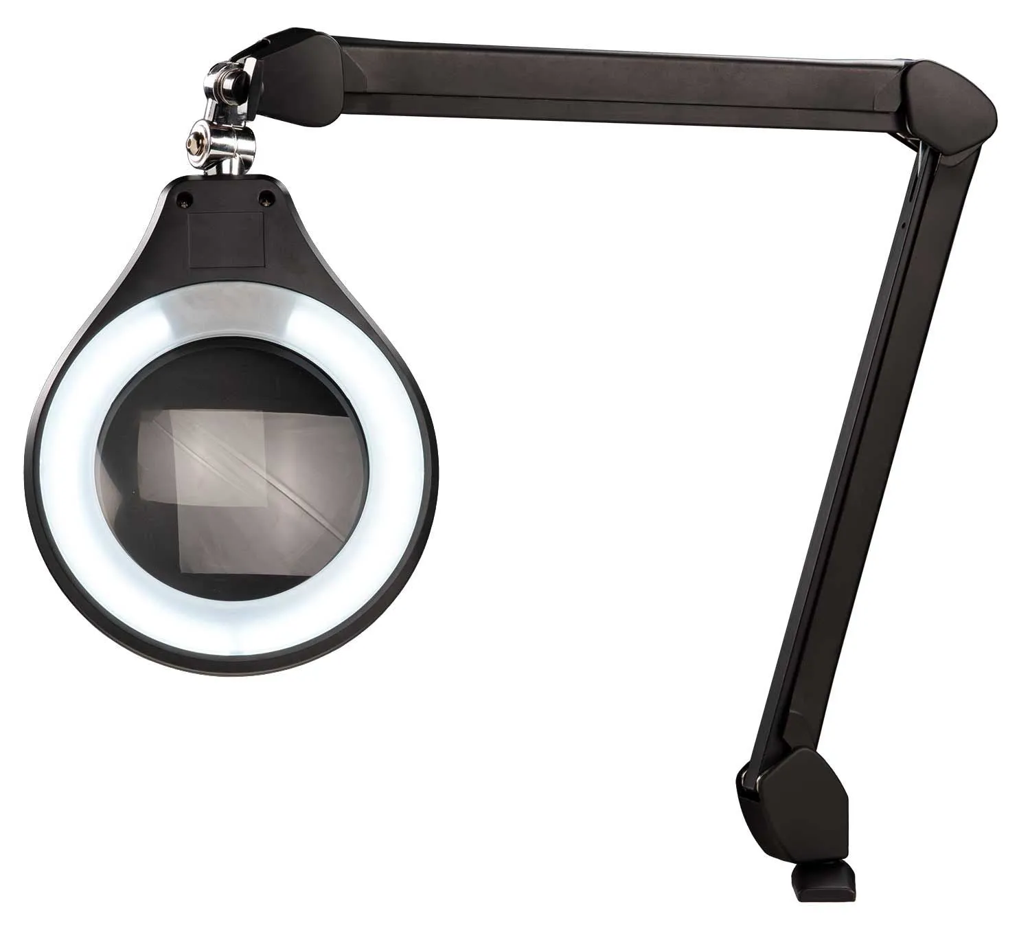 OC White ALRO6-45-5D-B Accu-Lite&trade; LED Magnifier with 6" Round, 5 Diopter Lens & Edge Clamp, Black