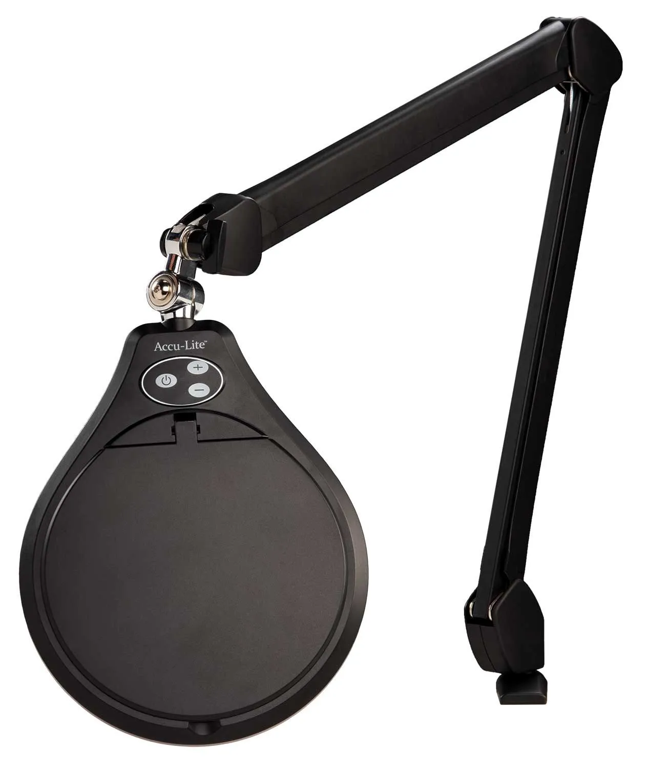 OC White ALRO6-45-5D-B Accu-Lite&trade; LED Magnifier with 6" Round, 5 Diopter Lens & Edge Clamp, Black