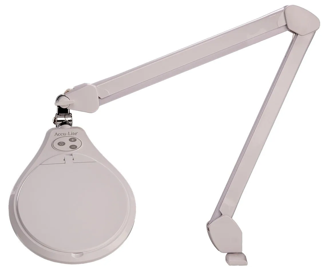OC White ALRO6-45-5D-W Accu-Lite&trade; LED Magnifier with 6" Round, 5 Diopter Lens & Edge Clamp, White