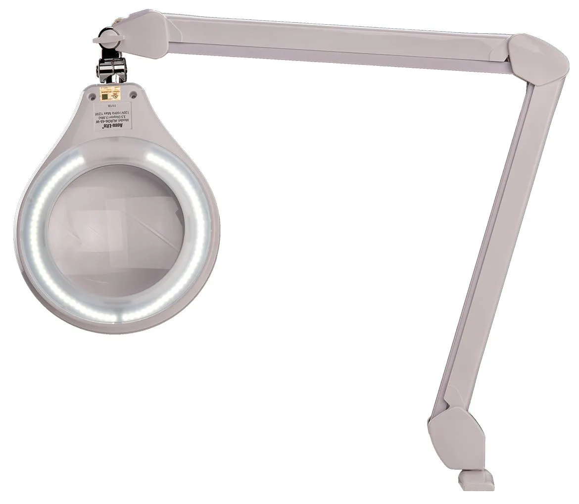 OC White ALRO6-45-5D-W Accu-Lite&trade; LED Magnifier with 6" Round, 5 Diopter Lens & Edge Clamp, White