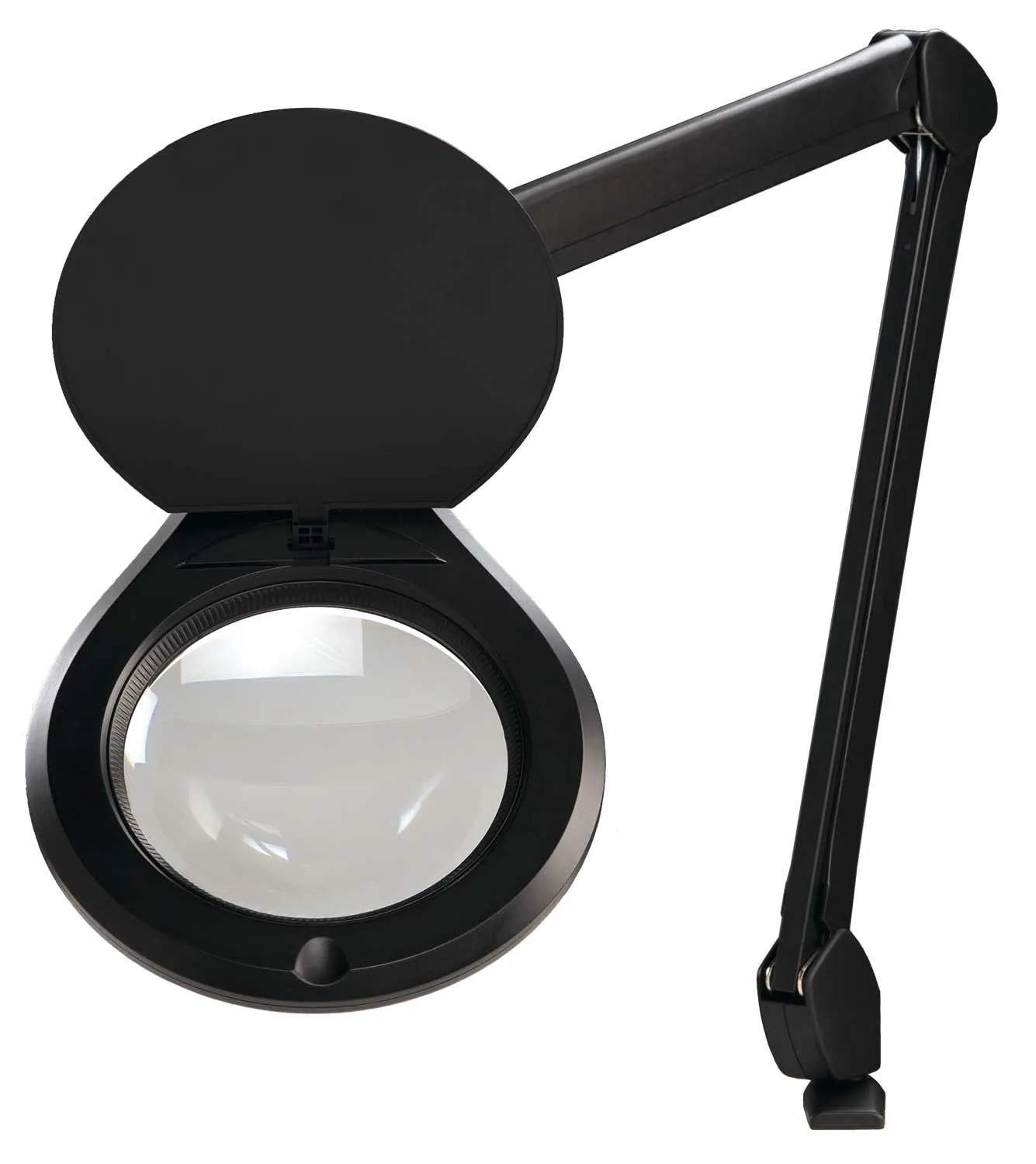 OC White ALRO6-45-B Accu-Lite&trade; LED Magnifier with 6" Round, 3.5 Diopter Lens & Edge Clamp, Black