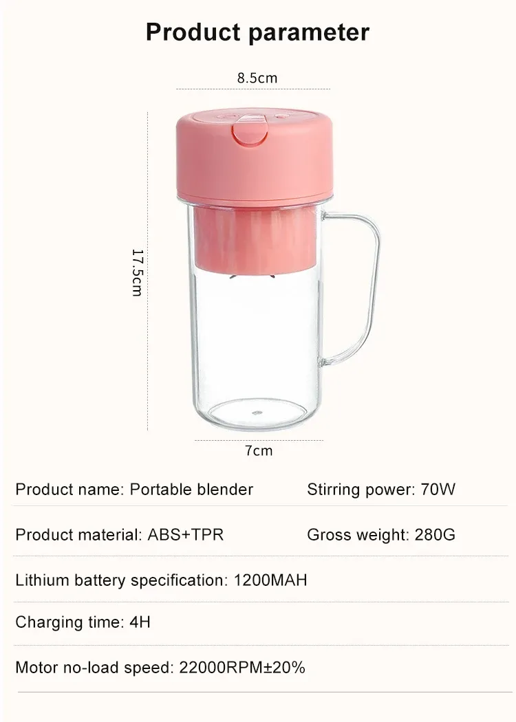 Portable Mini Juicer Blender Jar