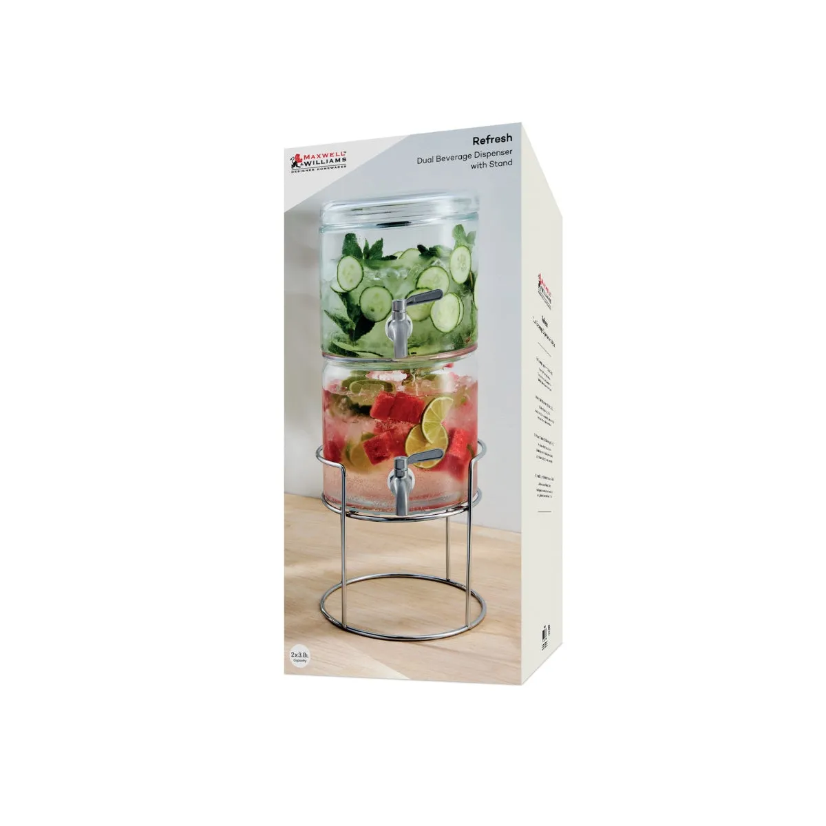 Refresh Dual Beverage Dispenser With Stand 2 X 3.8L Gift Boxed
