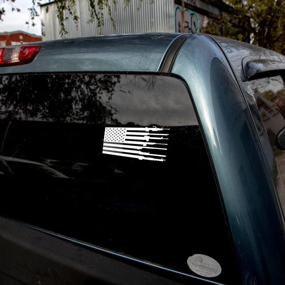 Rifle Flag 6" White Decal