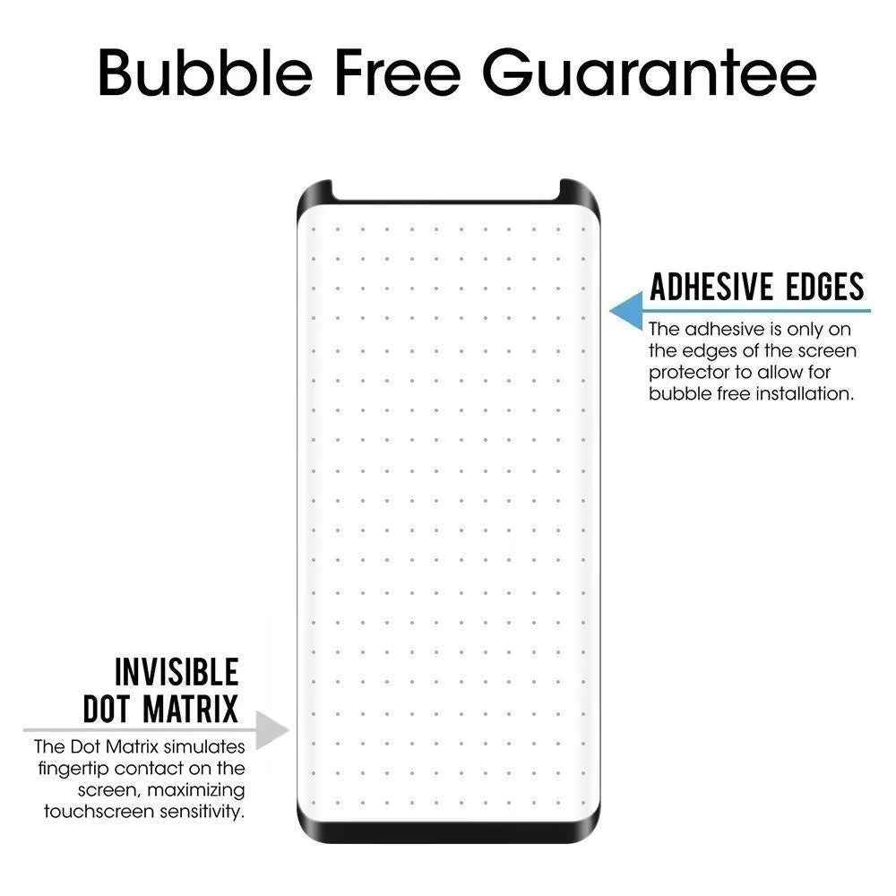 Samsung Galaxy S8 Plus Screen Protector | Edge Adhesive Case Friendly Curved Tempered Glass