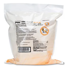 Sani-cloth Bleach Germicidal Disposable Wipe Refill, 1-ply, 7.5 X 15, Unscented, White, 160/bag, 2 Bags/carton