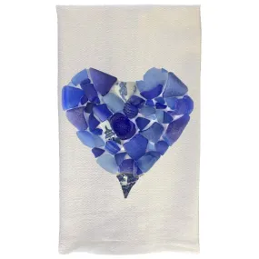 Sea Glass Heart Kitchen Towel-Cobalt