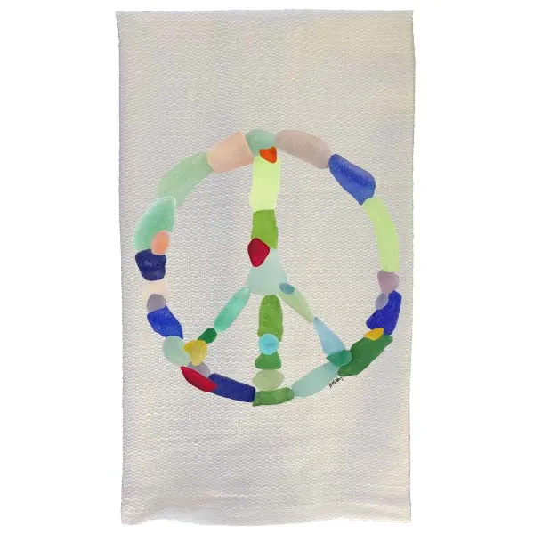Sea Glass Peace Sign Kitchen Towel