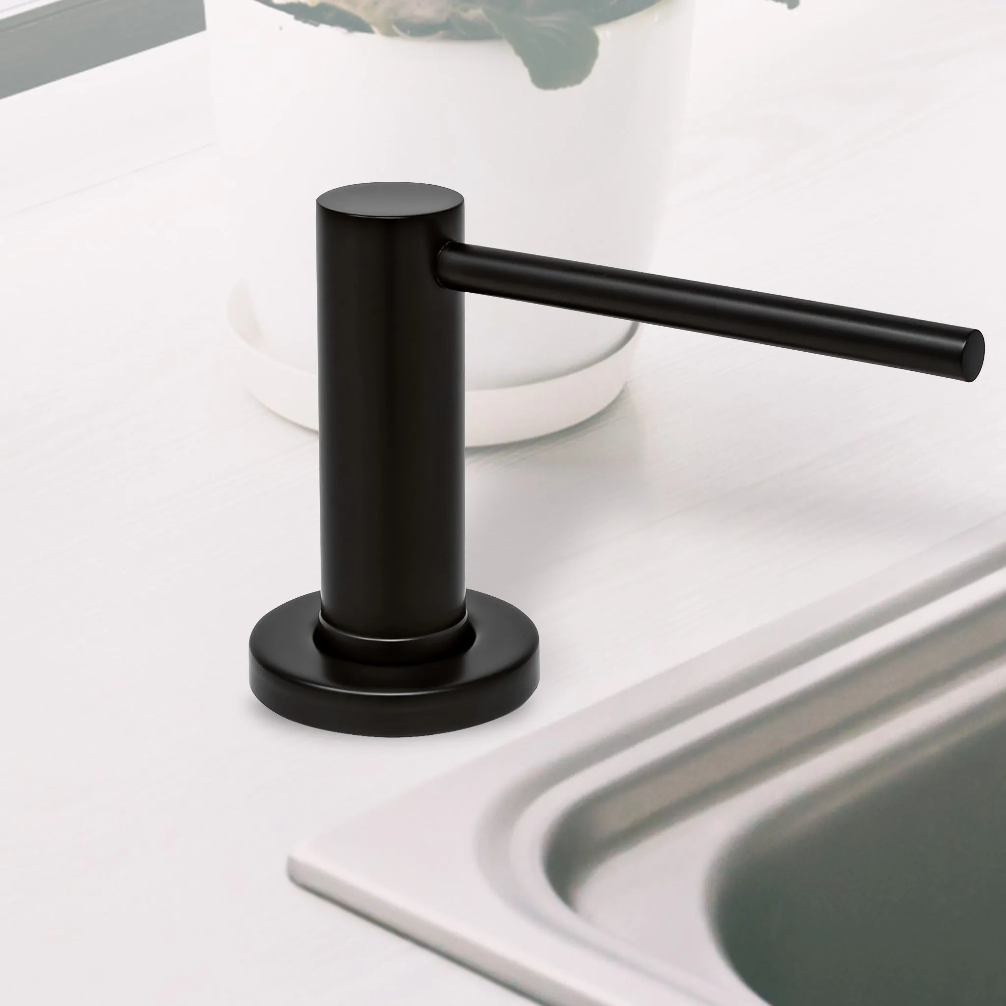 Soap Dispenser for Kitchen Sink, Metpure Stainless Steel Countertop Pump with Below Counter Built in Refillable 17oz. Bottle for Soap / Lotion