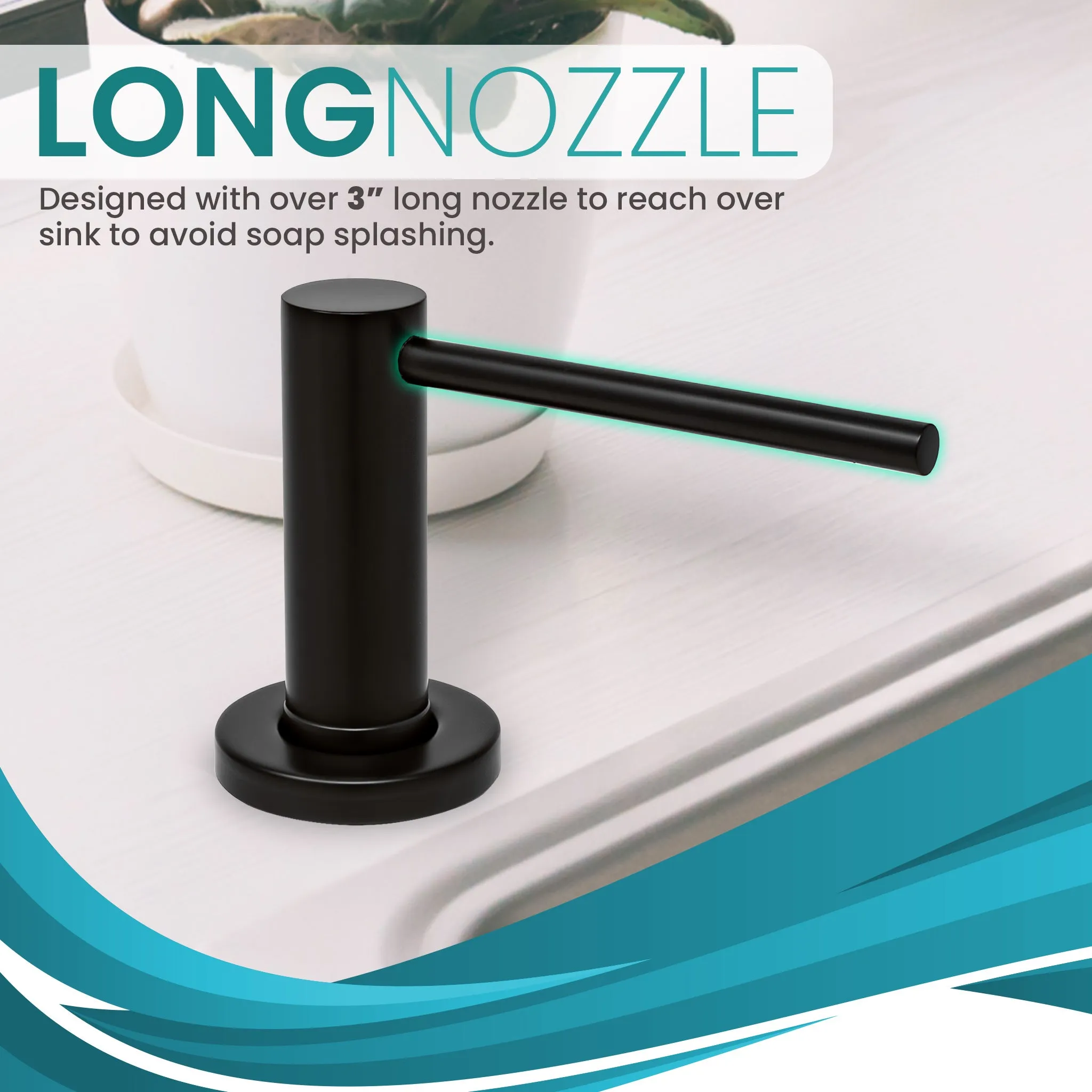 Soap Dispenser for Kitchen Sink, Metpure Stainless Steel Countertop Pump with Below Counter Built in Refillable 17oz. Bottle for Soap / Lotion