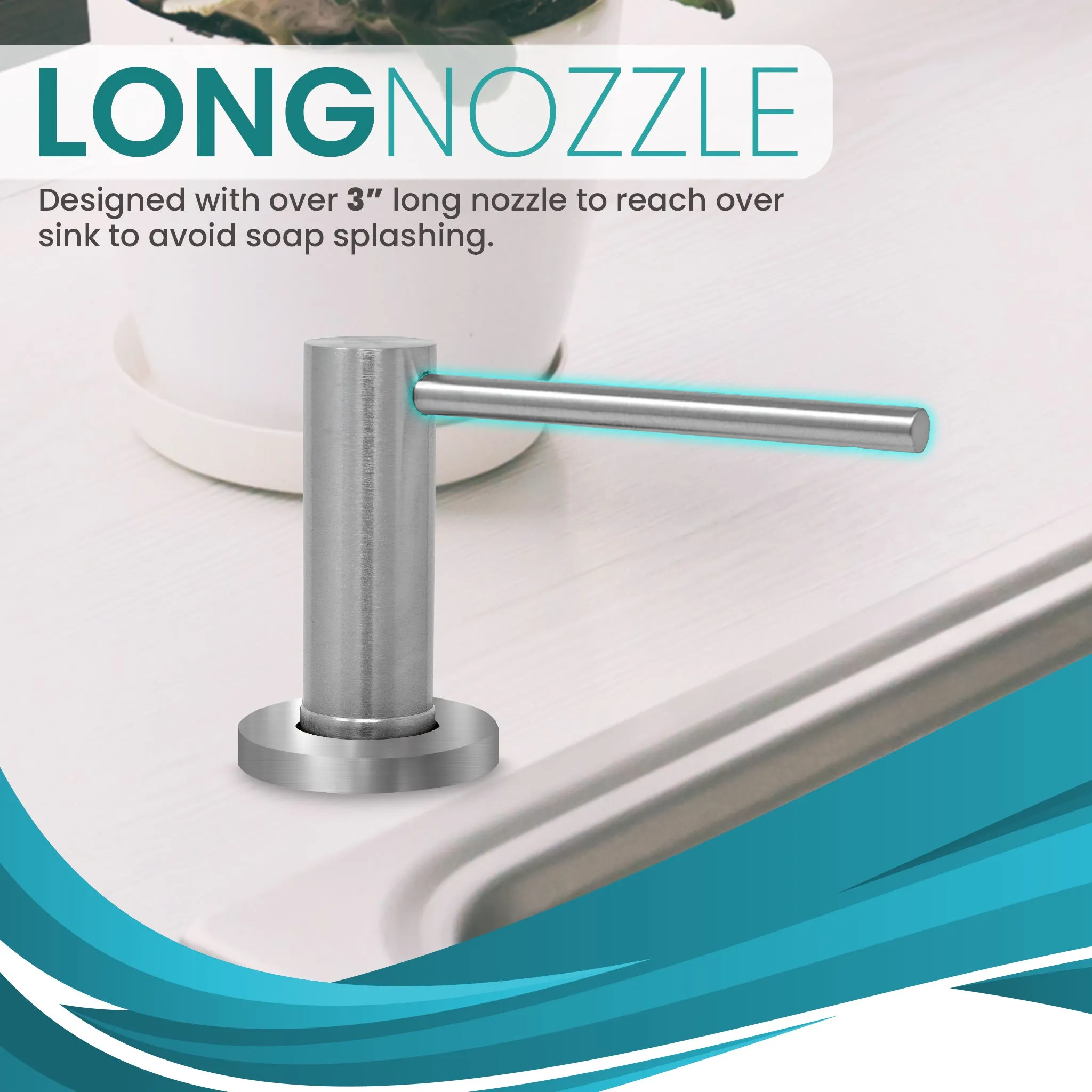 Soap Dispenser for Kitchen Sink, Metpure Stainless Steel Countertop Pump with Below Counter Built in Refillable 17oz. Bottle for Soap / Lotion
