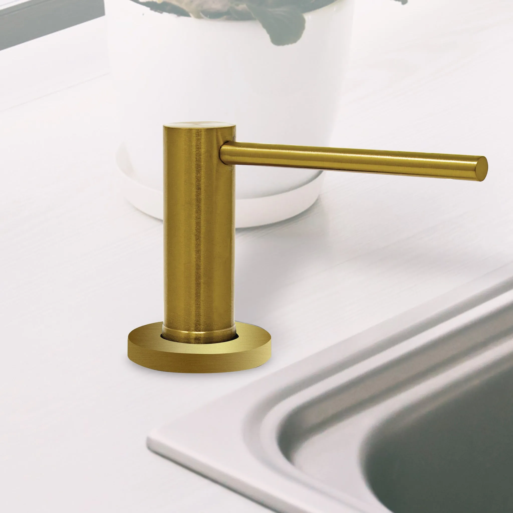 Soap Dispenser for Kitchen Sink, Metpure Stainless Steel Countertop Pump with Below Counter Built in Refillable 17oz. Bottle for Soap / Lotion