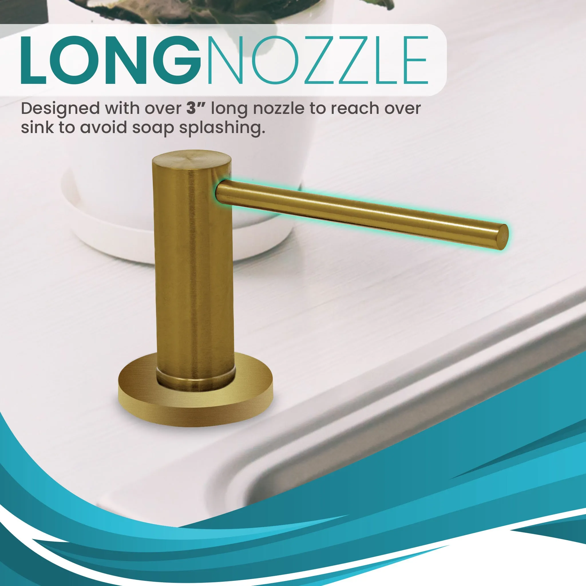Soap Dispenser for Kitchen Sink, Metpure Stainless Steel Countertop Pump with Below Counter Built in Refillable 17oz. Bottle for Soap / Lotion