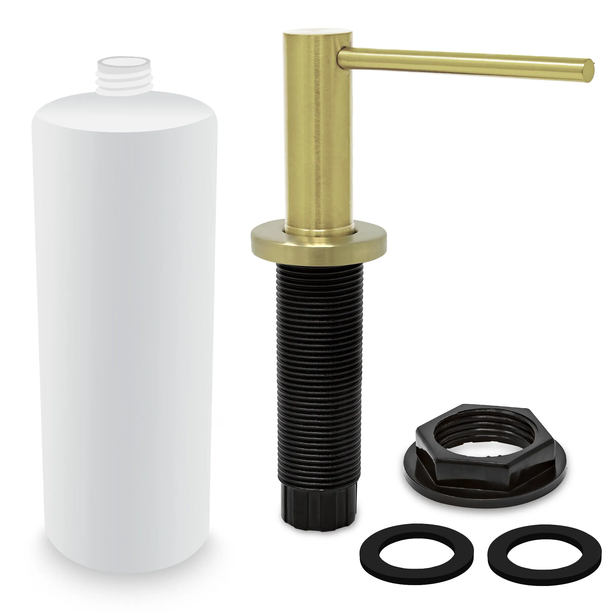 Soap Dispenser for Kitchen Sink, Metpure Stainless Steel Countertop Pump with Below Counter Built in Refillable 17oz. Bottle for Soap / Lotion