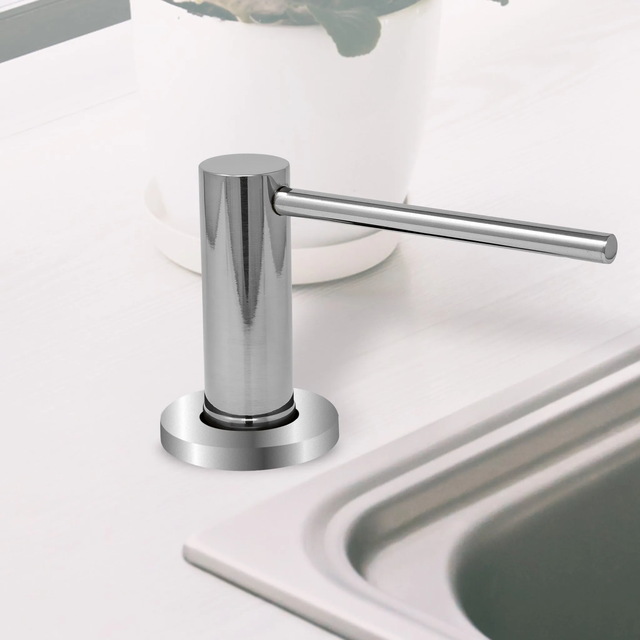 Soap Dispenser for Kitchen Sink, Metpure Stainless Steel Countertop Pump with Below Counter Built in Refillable 17oz. Bottle for Soap / Lotion