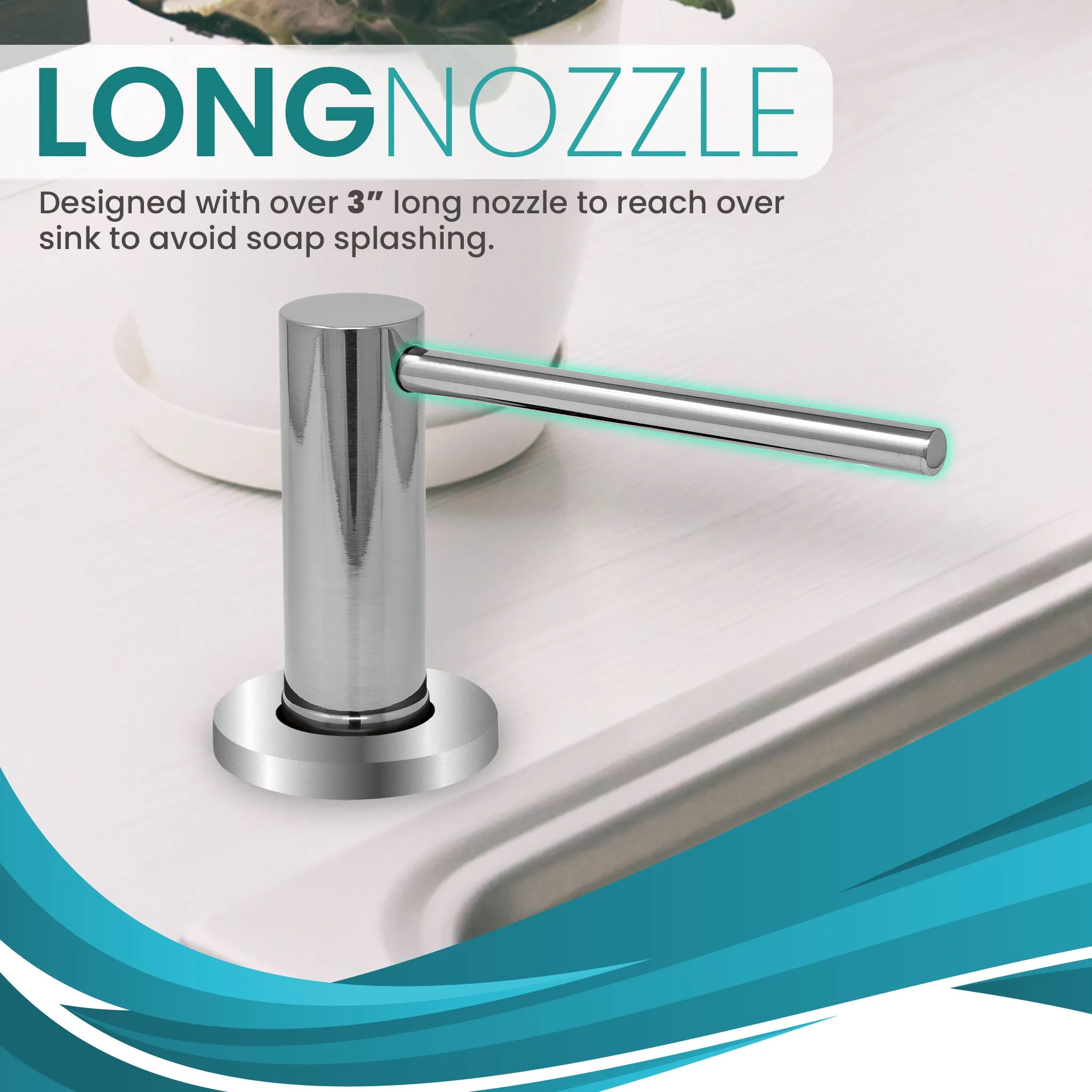 Soap Dispenser for Kitchen Sink, Metpure Stainless Steel Countertop Pump with Below Counter Built in Refillable 17oz. Bottle for Soap / Lotion