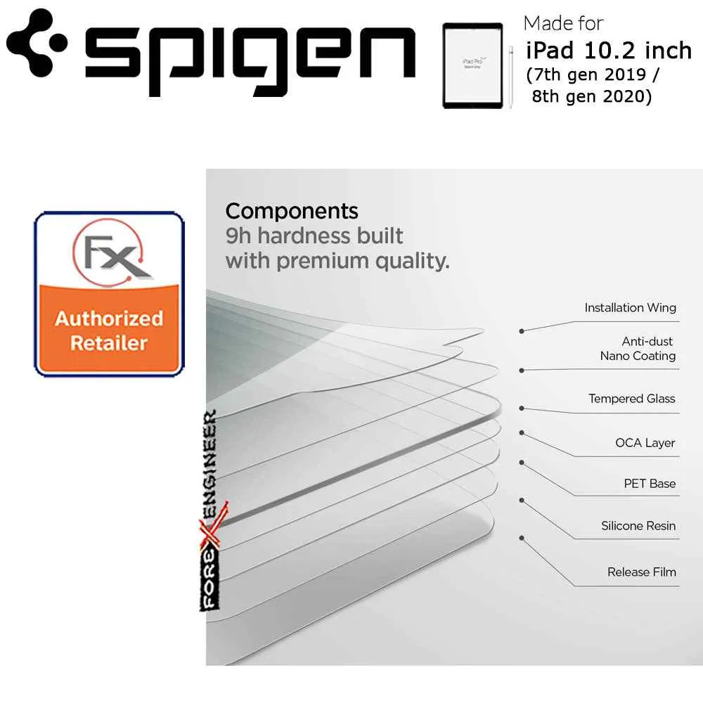 Spigen Premium Tempered Glass Screen Protector for iPad 10.2 inch ( 7th - 8th - 9th Gen ) ( 2019 - 2021 ) - Clear (Barcode : 8809685620549 )