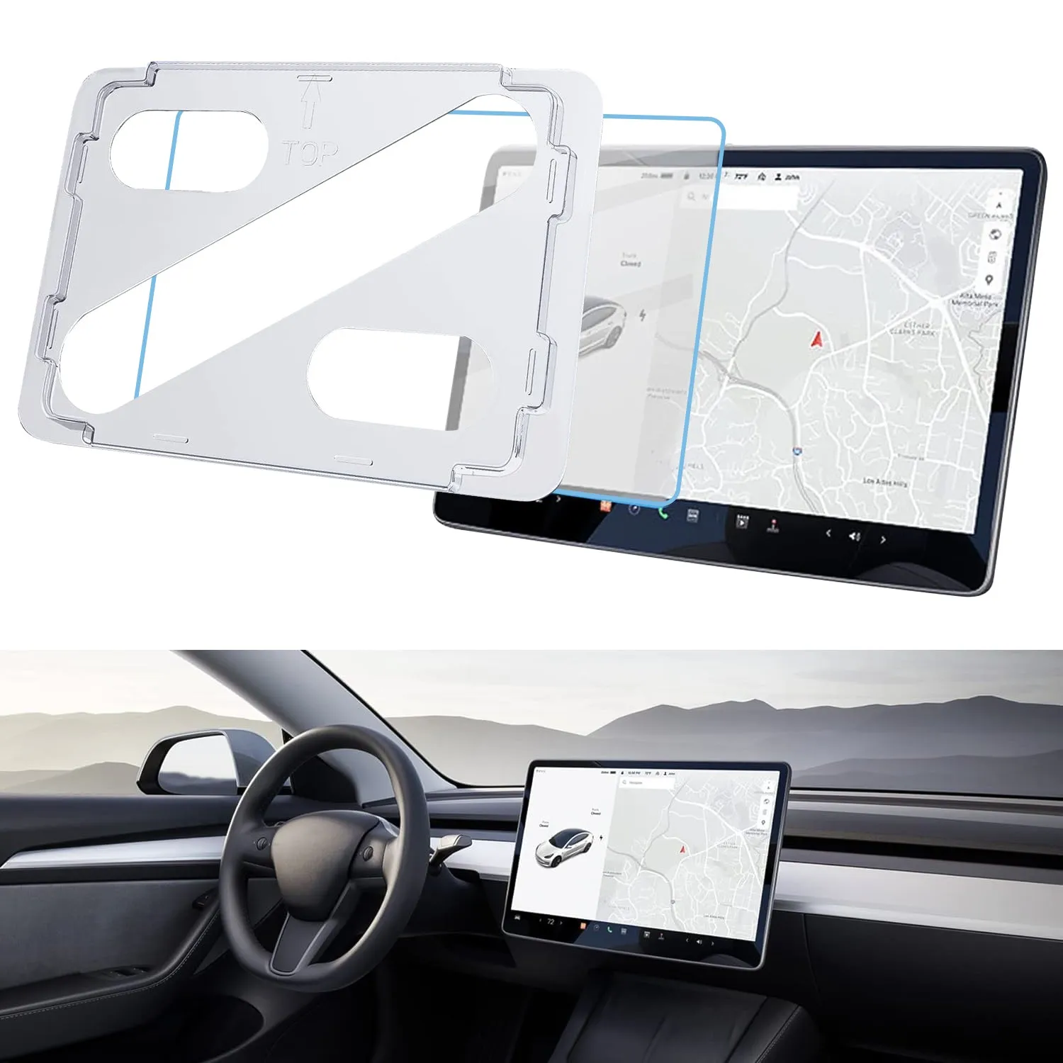 Tesla Model 3/Y 15'' Touchscreen Protector HD Clear Tempered Glass