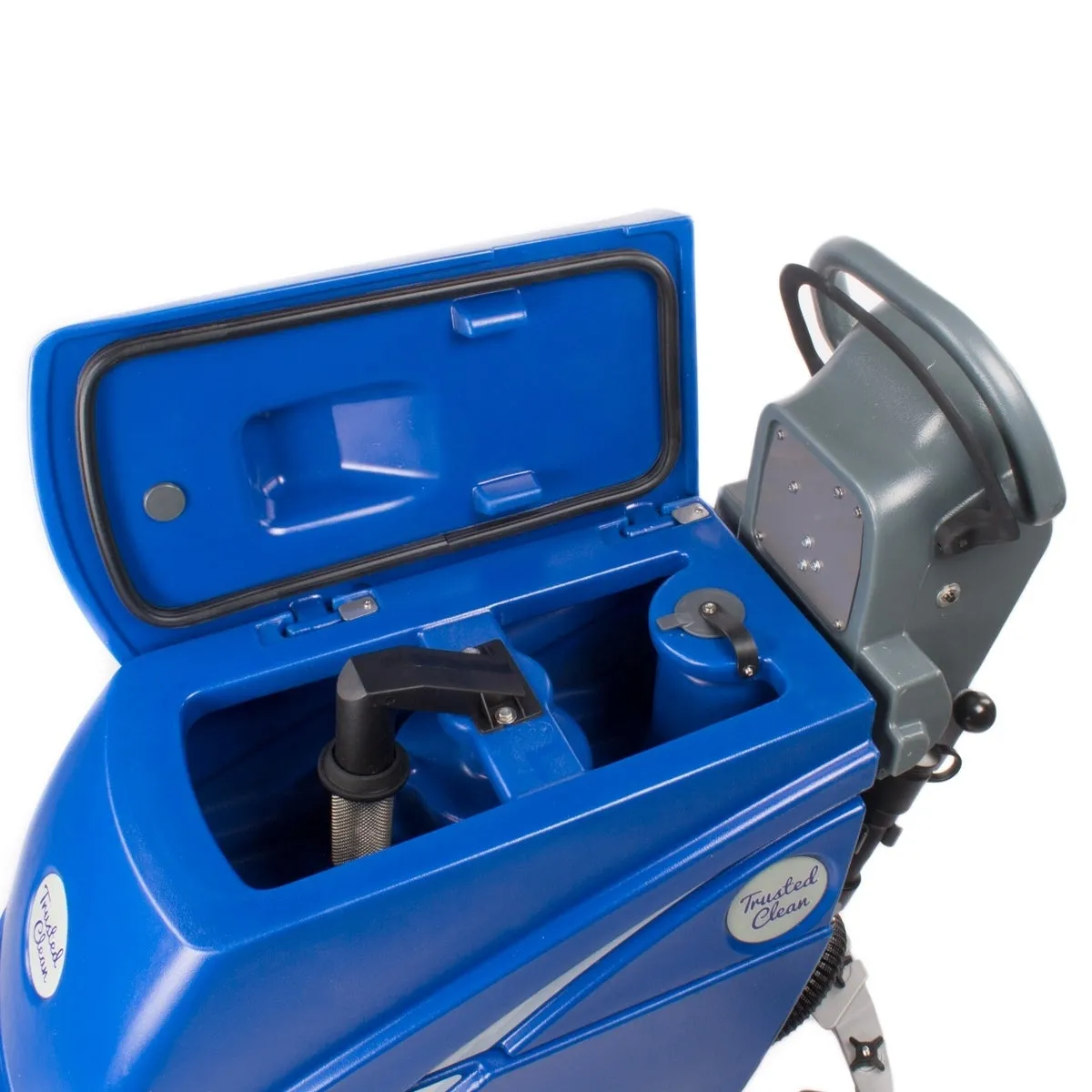Trusted Clean 'Dura 18HD' Electric Walk Behind Floor Scrubber Package w/ Pads, Chemicals & Accessories