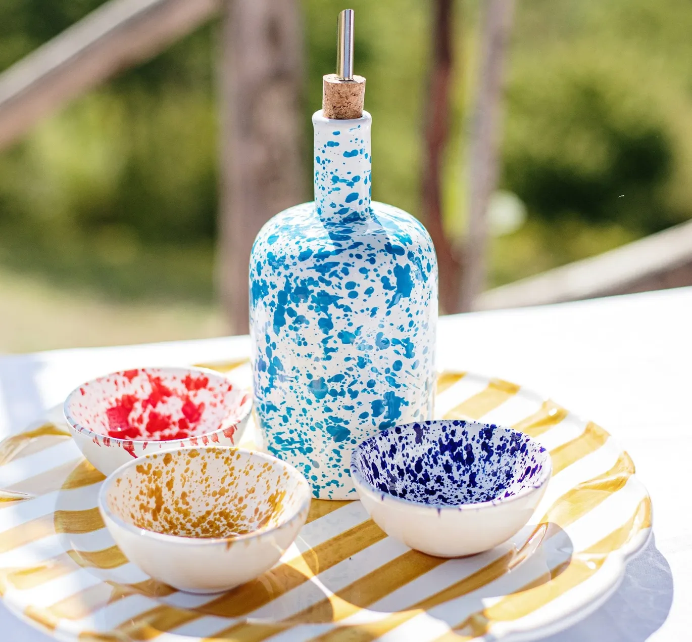 Vietri Amalfitana Splatter Olive Oil Bottle