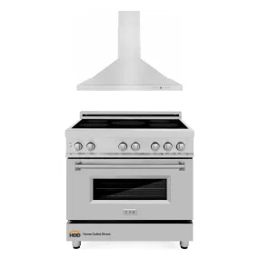ZLINE 2-Piece Appliance Package - 36-Inch Induction Range, with Wall Mount Range Hood in Stainless Steel